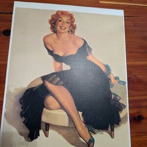 Vintage Pin-Up Art Print - Black Dress, Teal Shoes